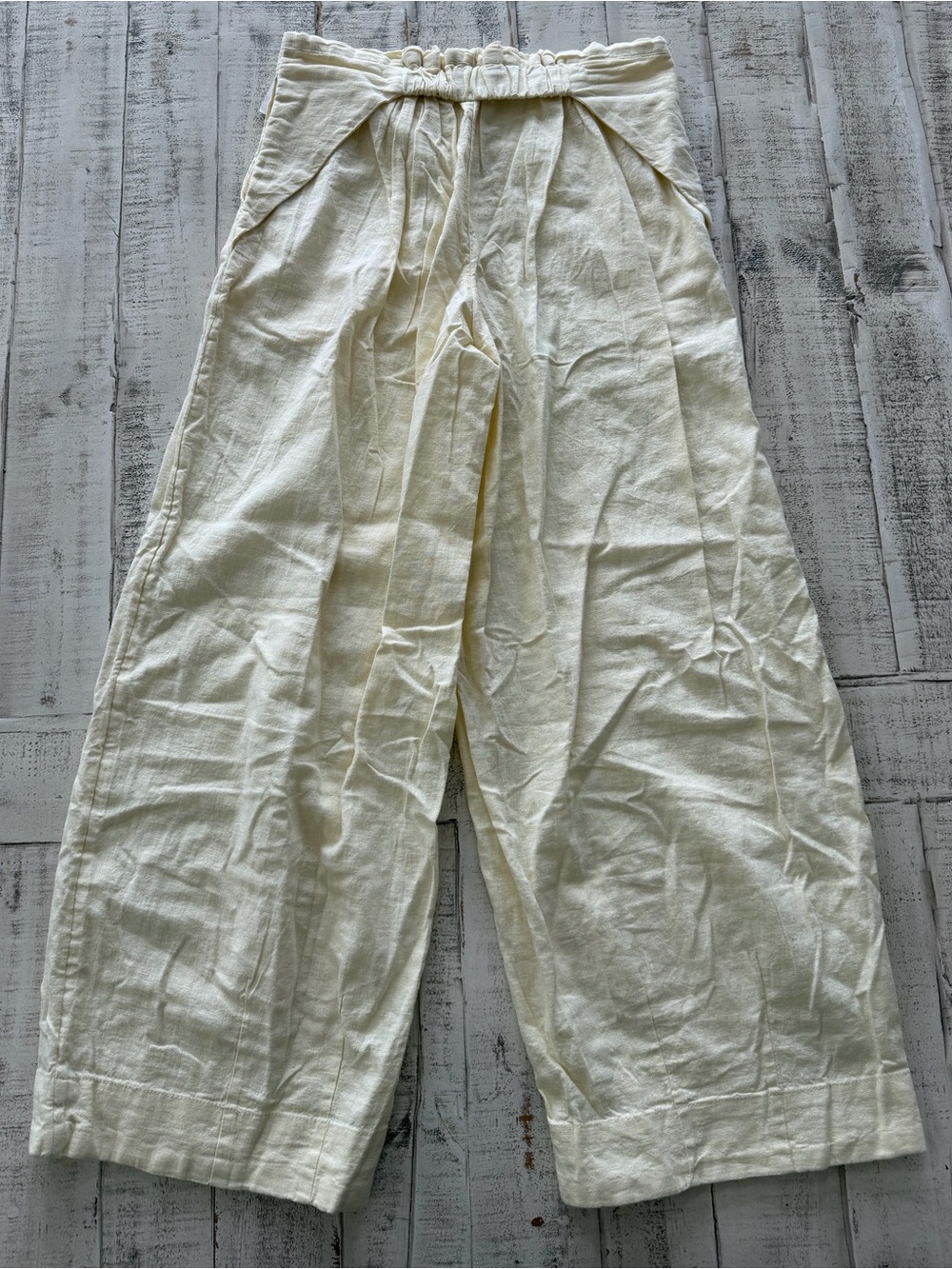 Free People Demi Wide Leg Linen Blend Pants Tea Cookie Color - Picture 7 of 15